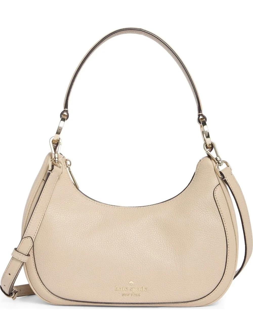 Kate Spade New York Leila Pebbled Leather Shoulder Bag-Light Sand NWT Authentic